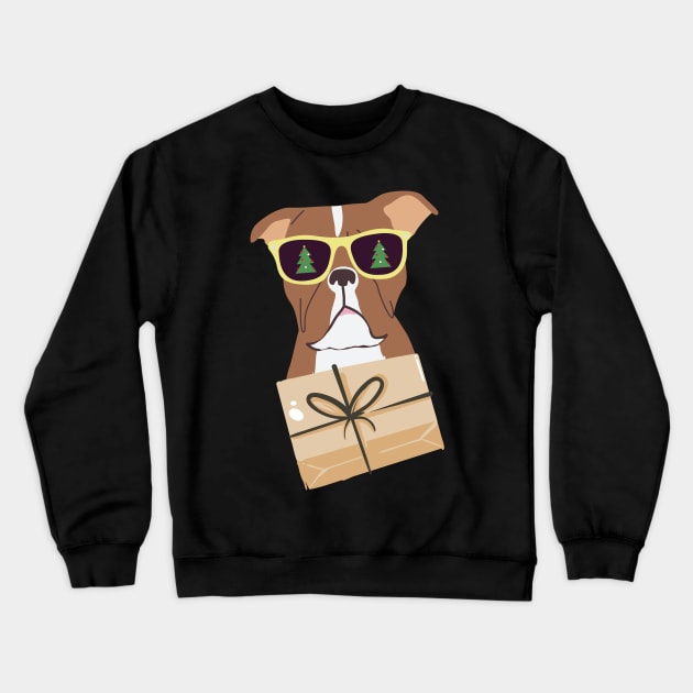 Boxer Dog Christmas Design Crewneck Sweatshirt by BeLightDesigns